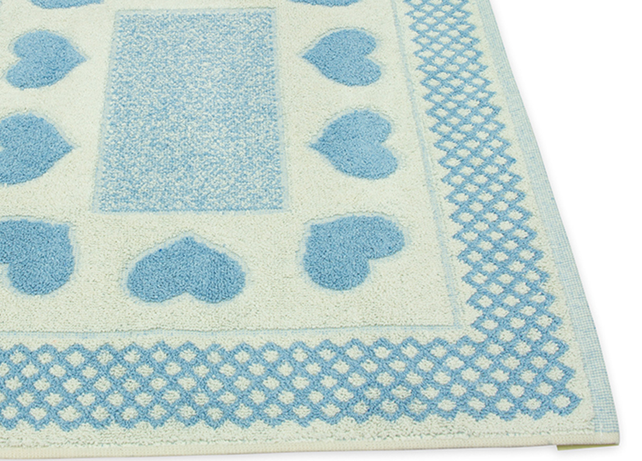 Tappeto Bagno Doccia Spugna Tappetino Assorbente Cotone Pelo Corto Mod. Love O.B 79 TAP LOVE AZZURRO DETT