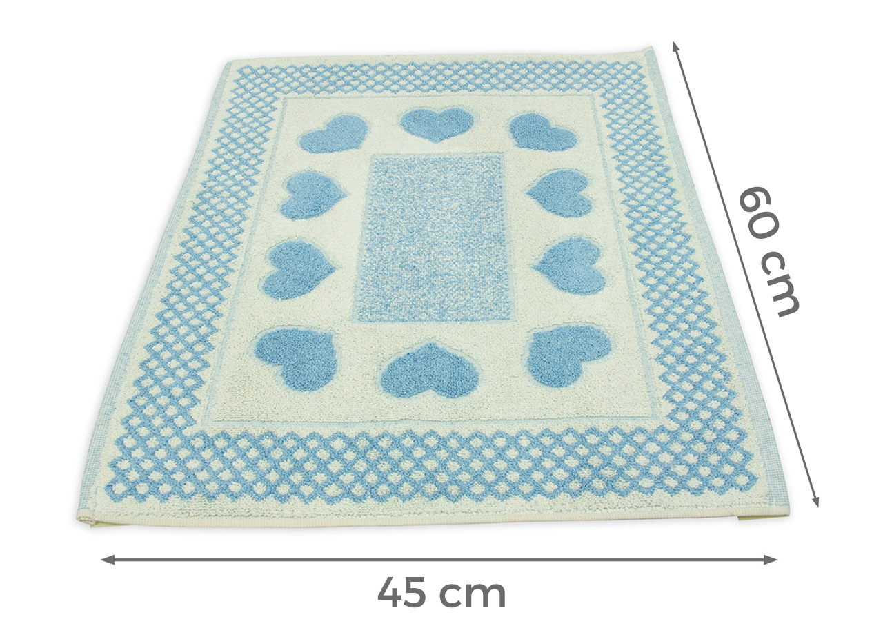 Tappeto Bagno Doccia Spugna Tappetino Assorbente Cotone Pelo Corto Mod. Love O.B 82 TAP LOVE AZZURRO MISURA 45X60