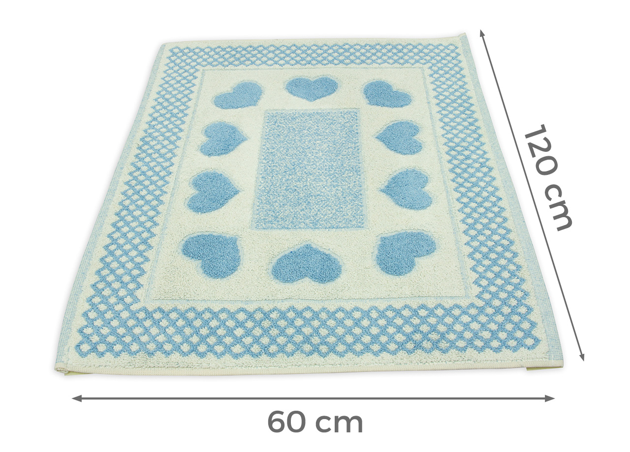 Tappeto Bagno Doccia Spugna Tappetino Assorbente Cotone Pelo Corto Mod. Love O.B 86 TAP LOVE AZZURRO MISURA 60X120