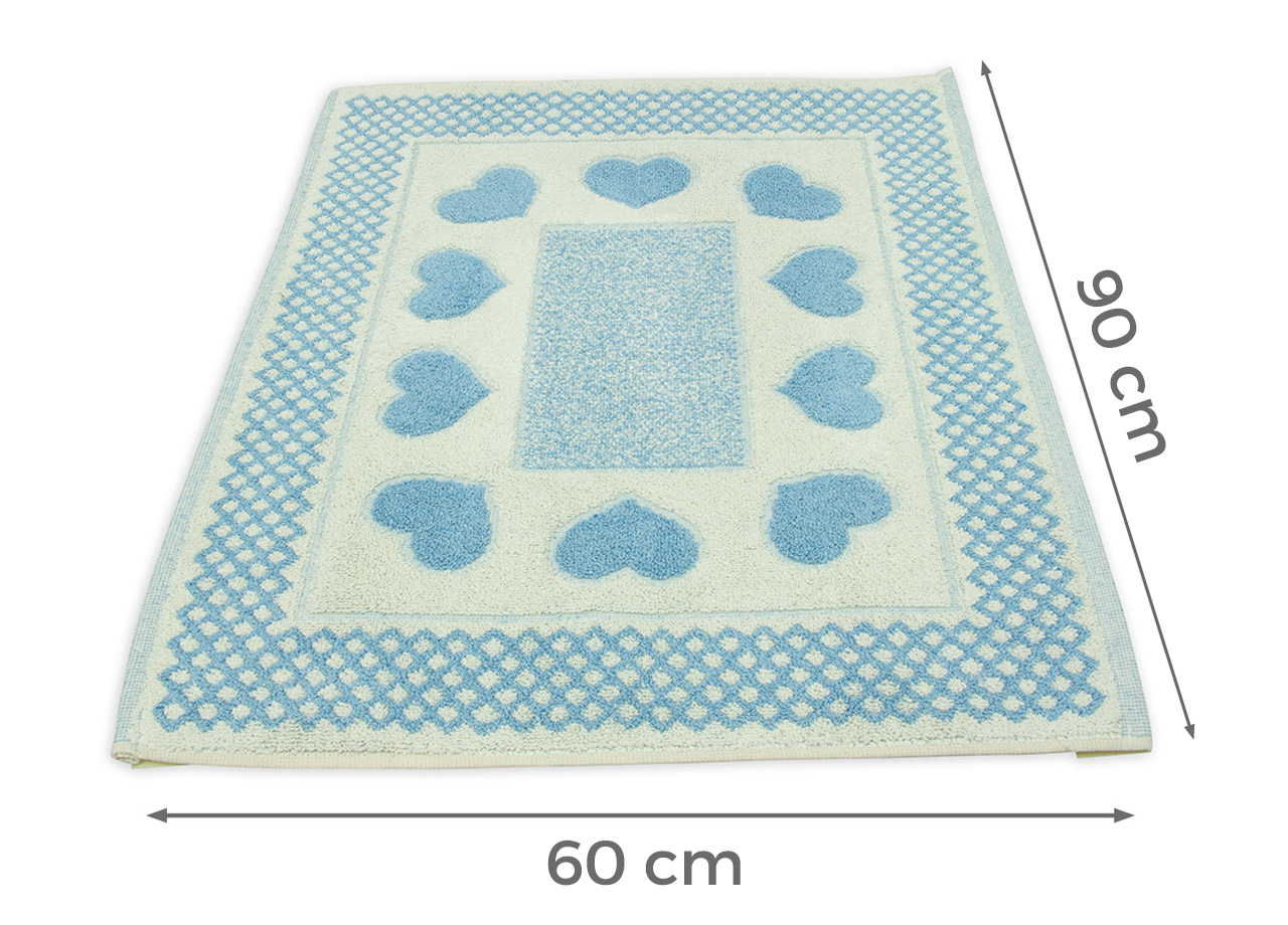 Tappeto Bagno Doccia Spugna Tappetino Assorbente Cotone Pelo Corto Mod. Love O.B 85 TAP LOVE AZZURRO MISURA 60X90