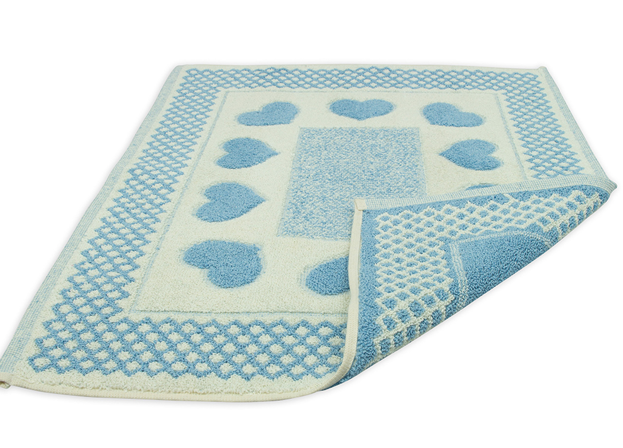 Tappeto Bagno Doccia Spugna Tappetino Assorbente Cotone Pelo Corto Mod. Love O.B 80 TAP LOVE AZZURRO RETRO