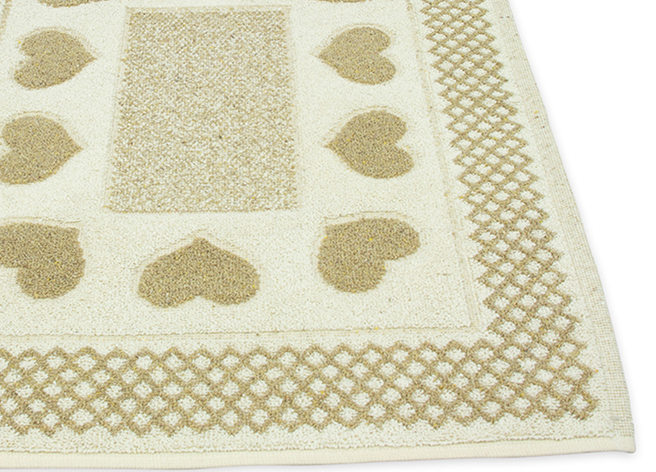 Tappeto Bagno Doccia Spugna Tappetino Assorbente Cotone Pelo Corto Mod. Love O.B 88 TAP LOVE BEIGE DETT