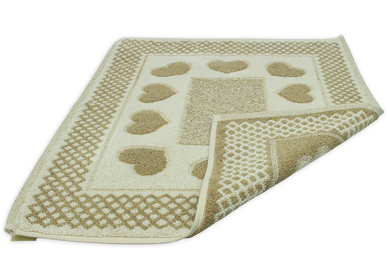 Tappeto Bagno Doccia Spugna Tappetino Assorbente Cotone Pelo Corto Mod. Love O.B 89 TAP LOVE BEIGE RETRO