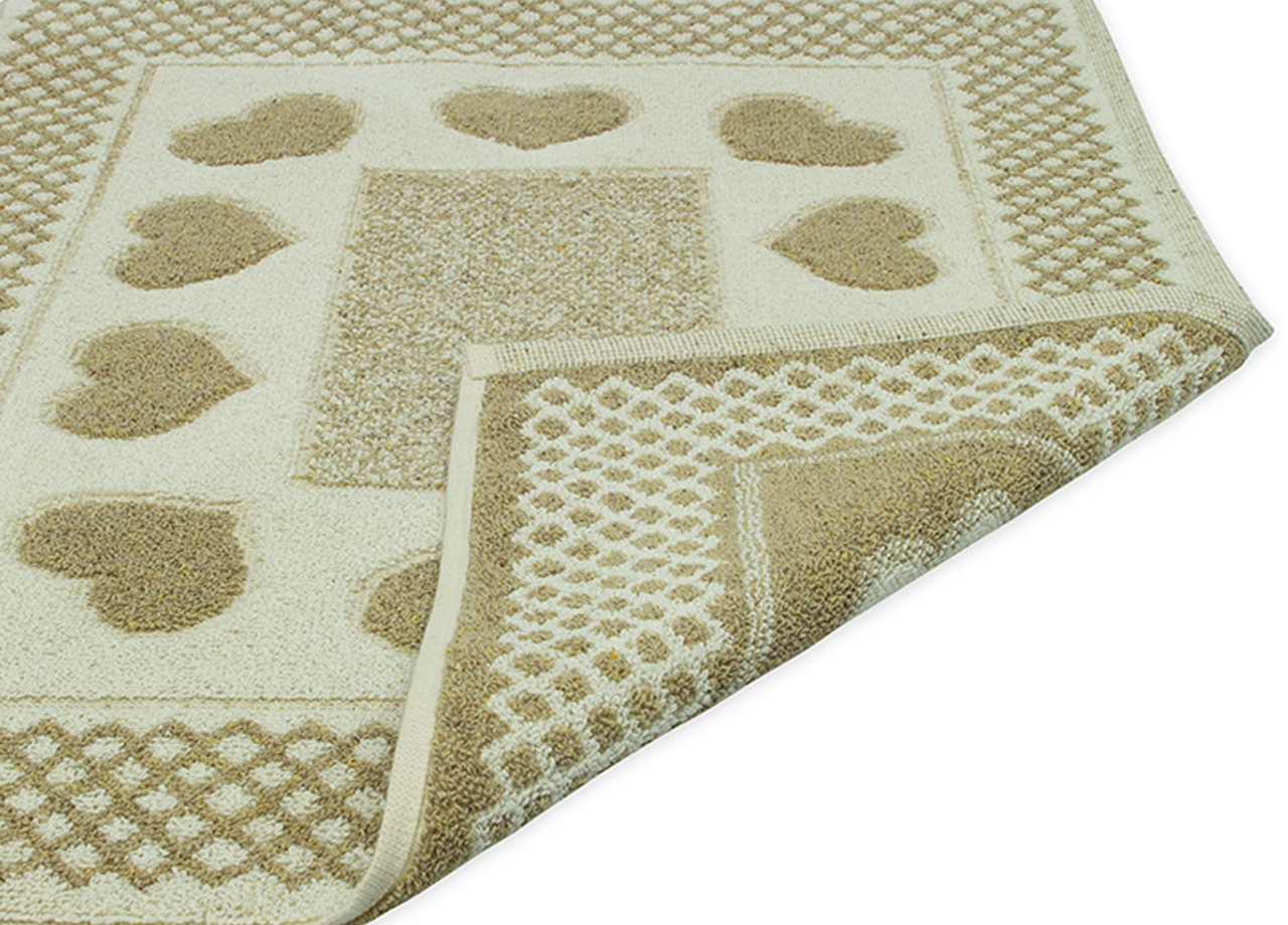 Tappeto Bagno Doccia Spugna Tappetino Assorbente Cotone Pelo Corto Mod. Love O.B 90 TAP LOVE BEIGE RETRO DETT