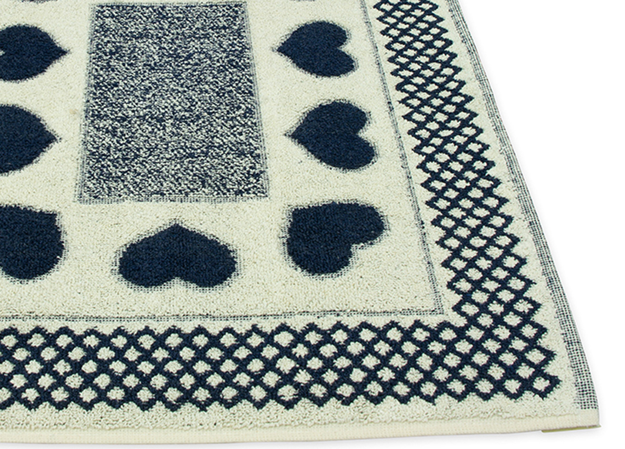 Tappeto Bagno Doccia Spugna Tappetino Assorbente Cotone Pelo Corto Mod. Love O.B 95 TAP LOVE BLU DETT