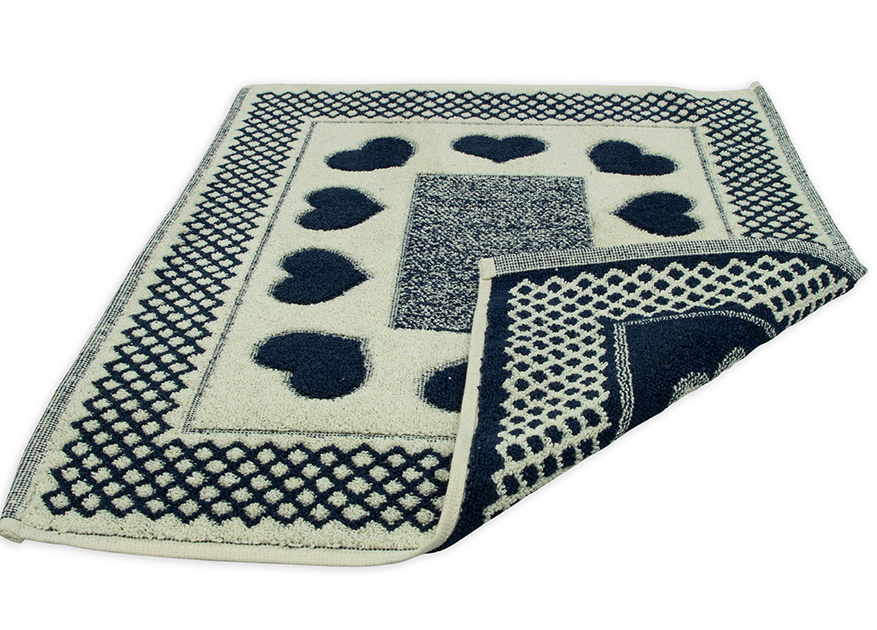 Tappeto Bagno Doccia Spugna Tappetino Assorbente Cotone Pelo Corto Mod. Love O.B 96 TAP LOVE BLU RETRO