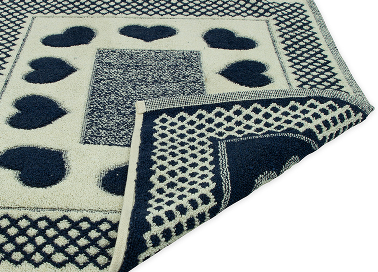 Tappeto Bagno Doccia Spugna Tappetino Assorbente Cotone Pelo Corto Mod. Love O.B 97 TAP LOVE BLU RETRO DETT