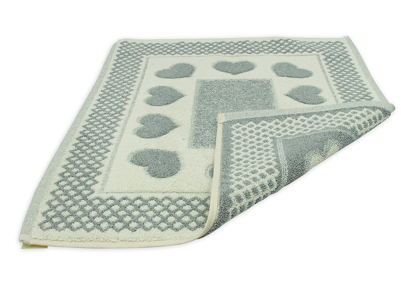 Tappeto Bagno Doccia Spugna Tappetino Assorbente Cotone Pelo Corto Mod. Love O.B 103 TAP LOVE GRIGIO RETRO