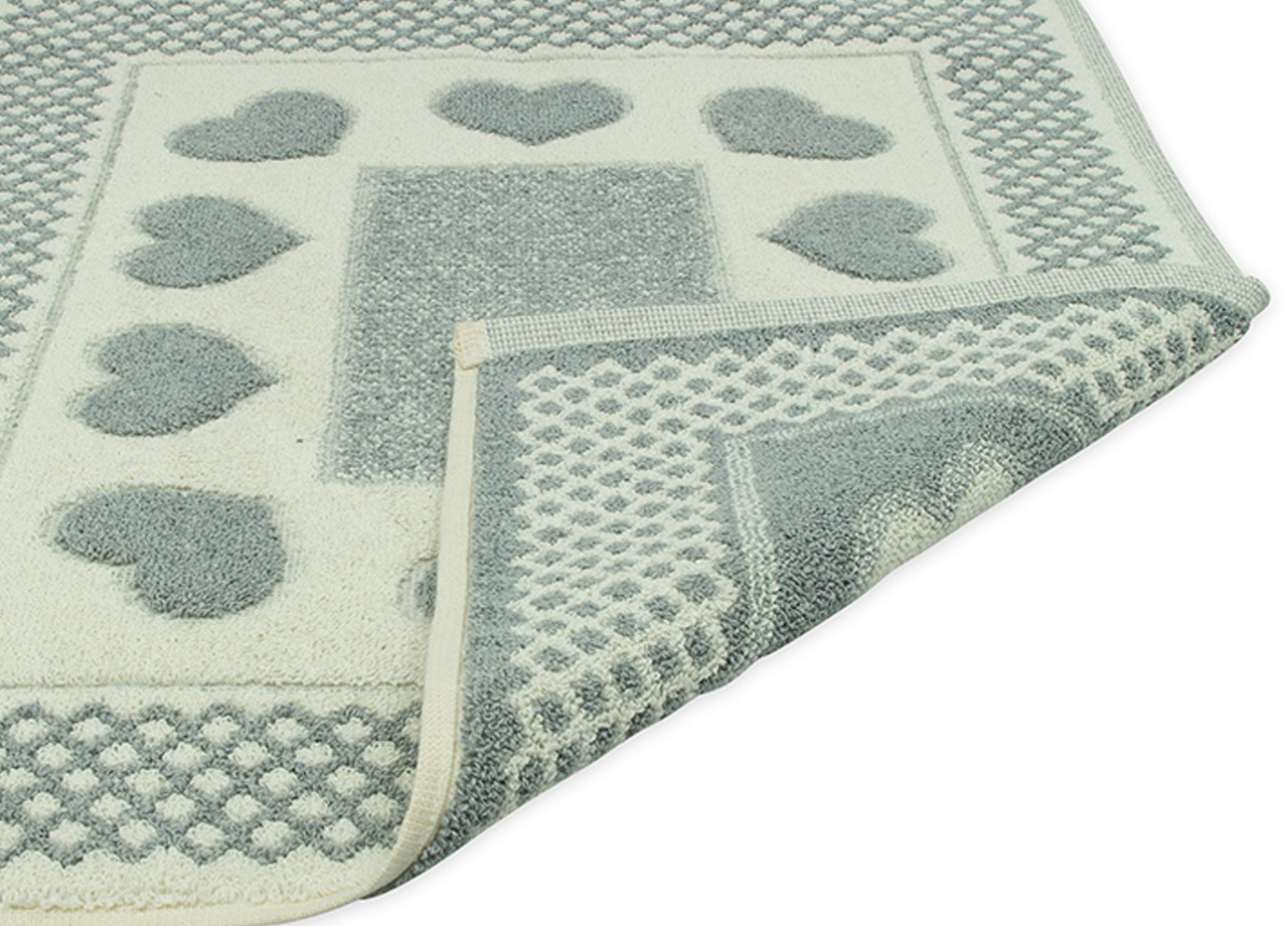 Tappeto Bagno Doccia Spugna Tappetino Assorbente Cotone Pelo Corto Mod. Love O.B 104 TAP LOVE GRIGIO RETRO DETT