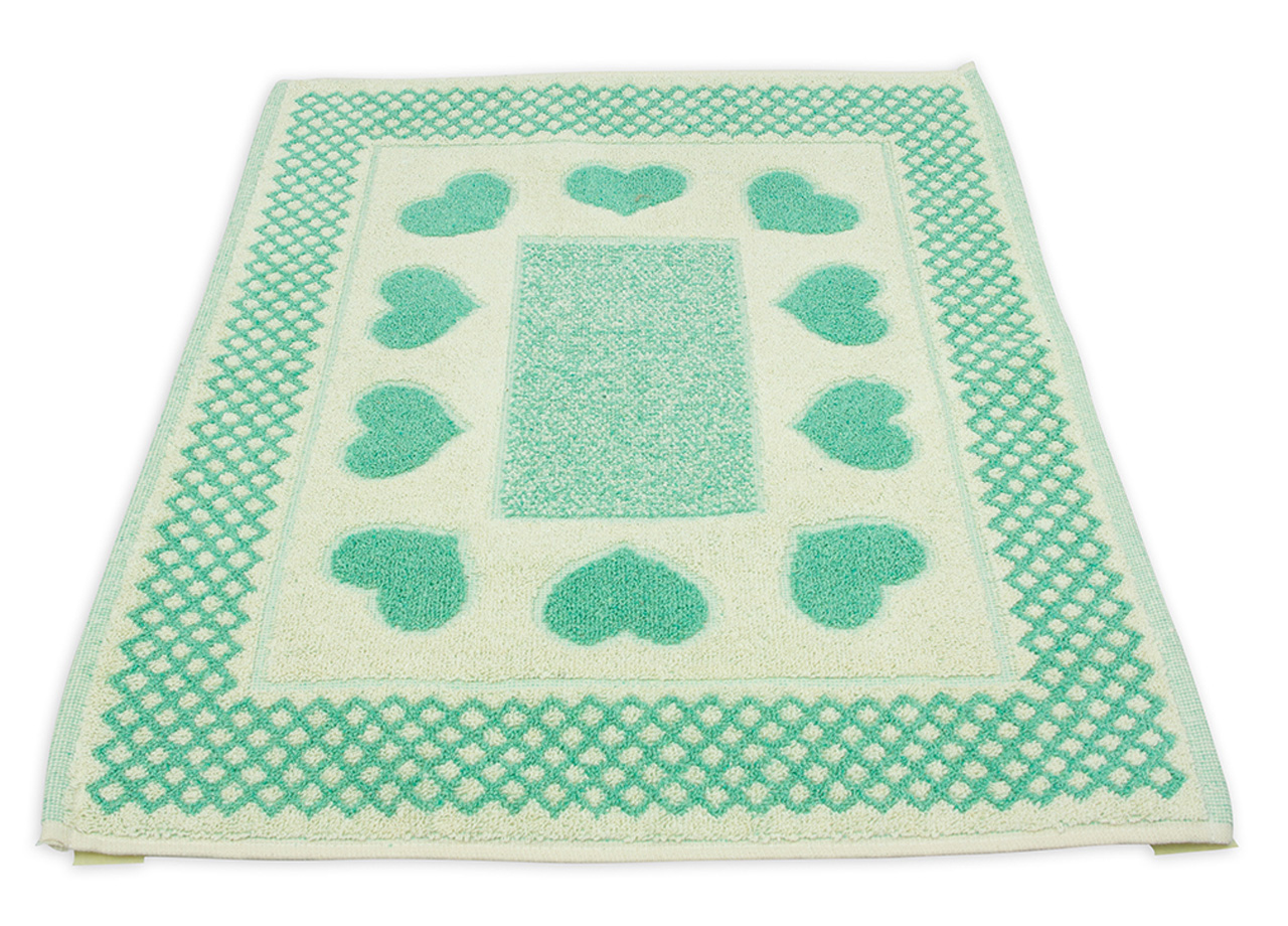 Tappeto Bagno Doccia Spugna Tappetino Assorbente Cotone Pelo Corto Mod. Love O.B 108 TAP LOVE VERDE ACQUA