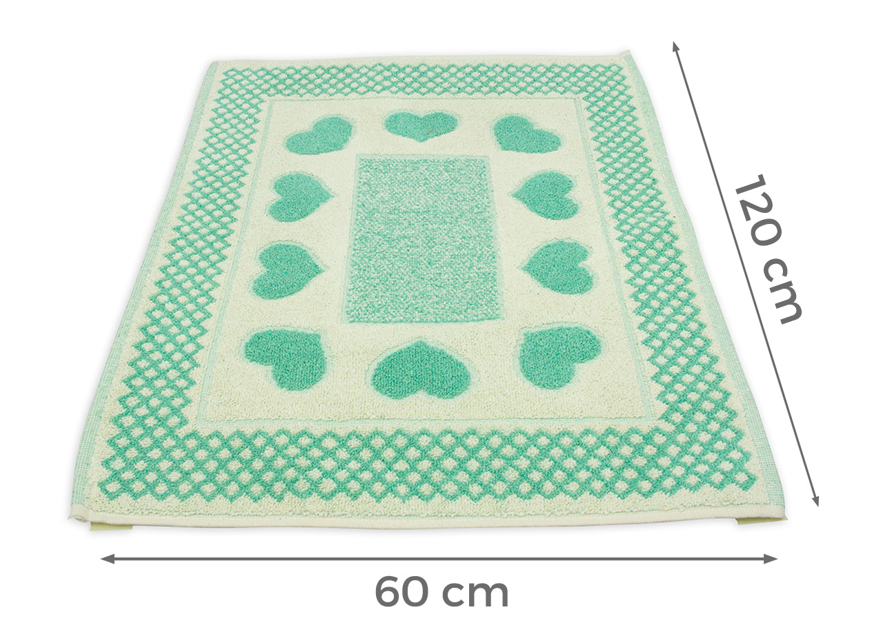 Tappeto Bagno Doccia Spugna Tappetino Assorbente Cotone Pelo Corto Mod. Love O.B 114 TAP LOVE VERDE ACQUA MISURA 60X120