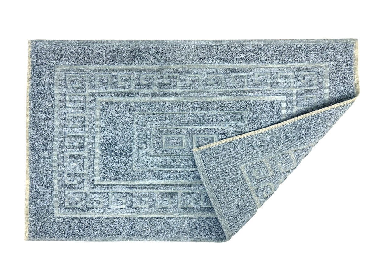 Tappeto Bagno Doccia Spugna Tinta Unita Torino Tappetino Super Assorbente In Cotone Pelo Corto Con Greca 7171 TAP TORINOO AZZURRO DETT
