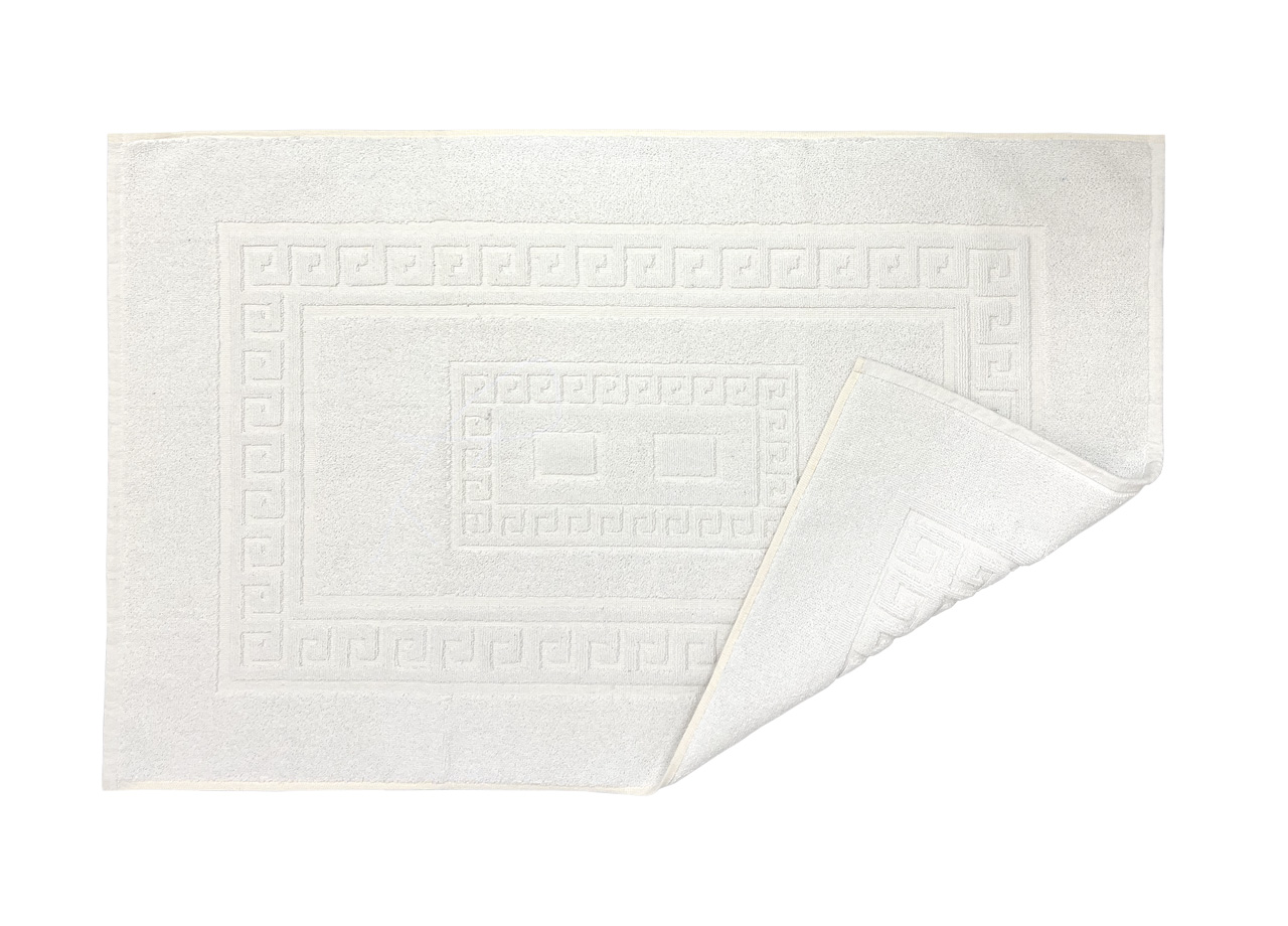 Tappeto Bagno Doccia Spugna Tinta Unita Torino Tappetino Super Assorbente In Cotone Pelo Corto Con Greca 7193 TAP TORINOO BIANCO DETT