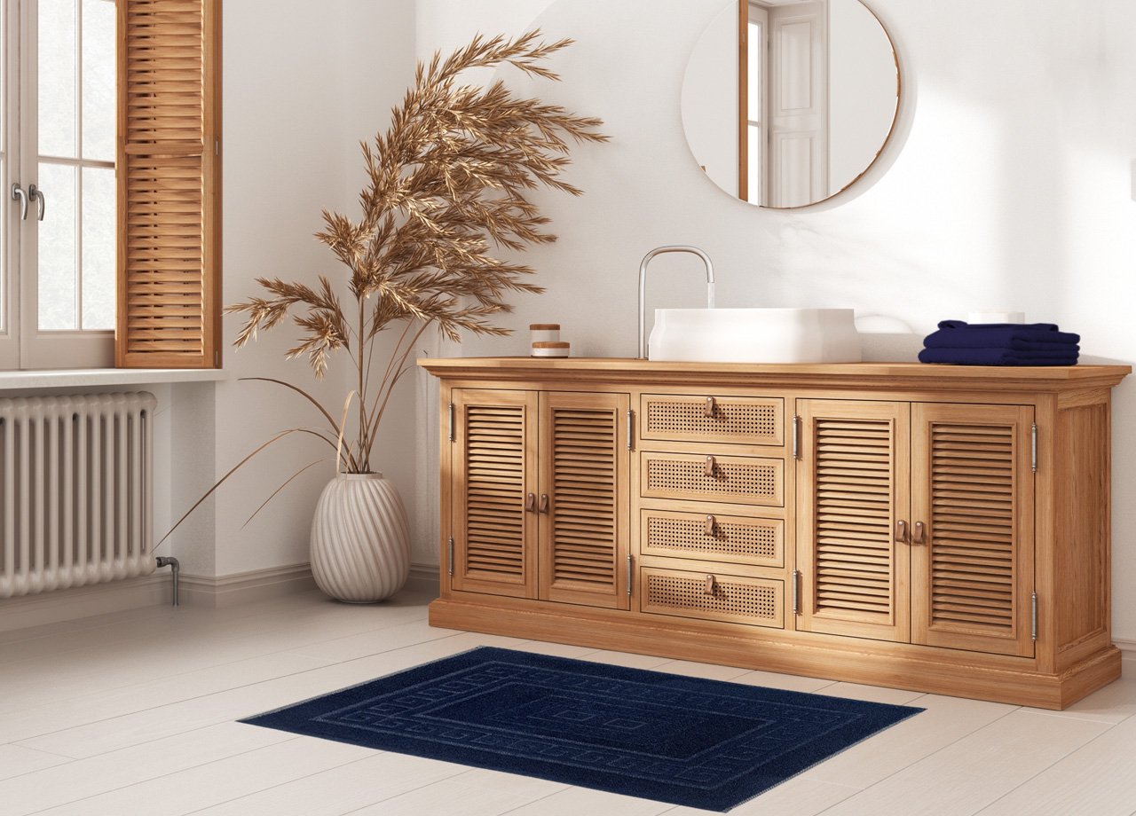 Tappeto Da Bagno Disegno Torino Colore Blu Notte 126 TAP TORINOO BLU AMBIENT