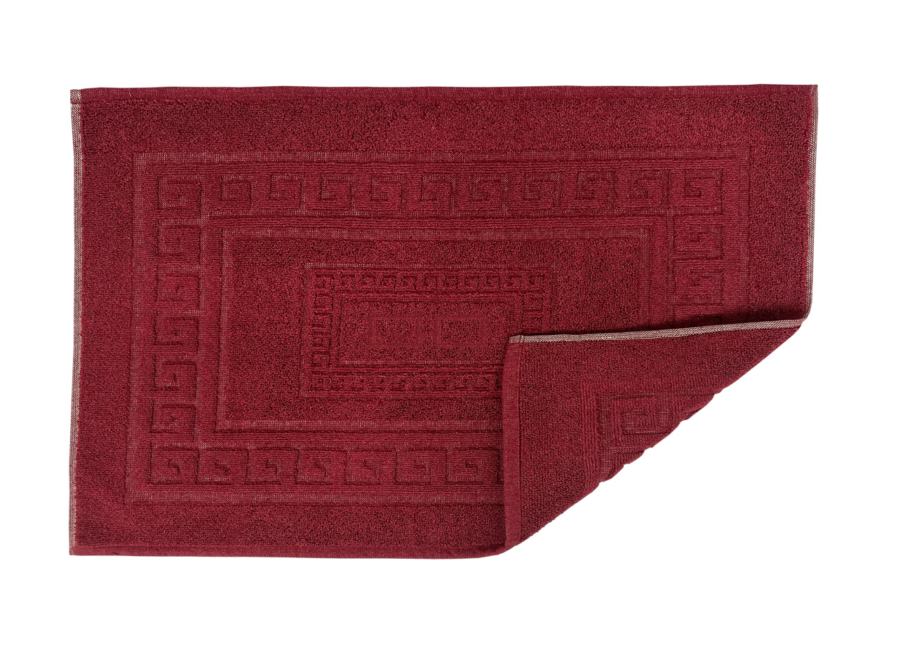 Tappeto Bagno Doccia Spugna Tinta Unita Torino Tappetino Super Assorbente In Cotone Pelo Corto Con Greca 7213 TAP TORINOO BORDEAUX DETT