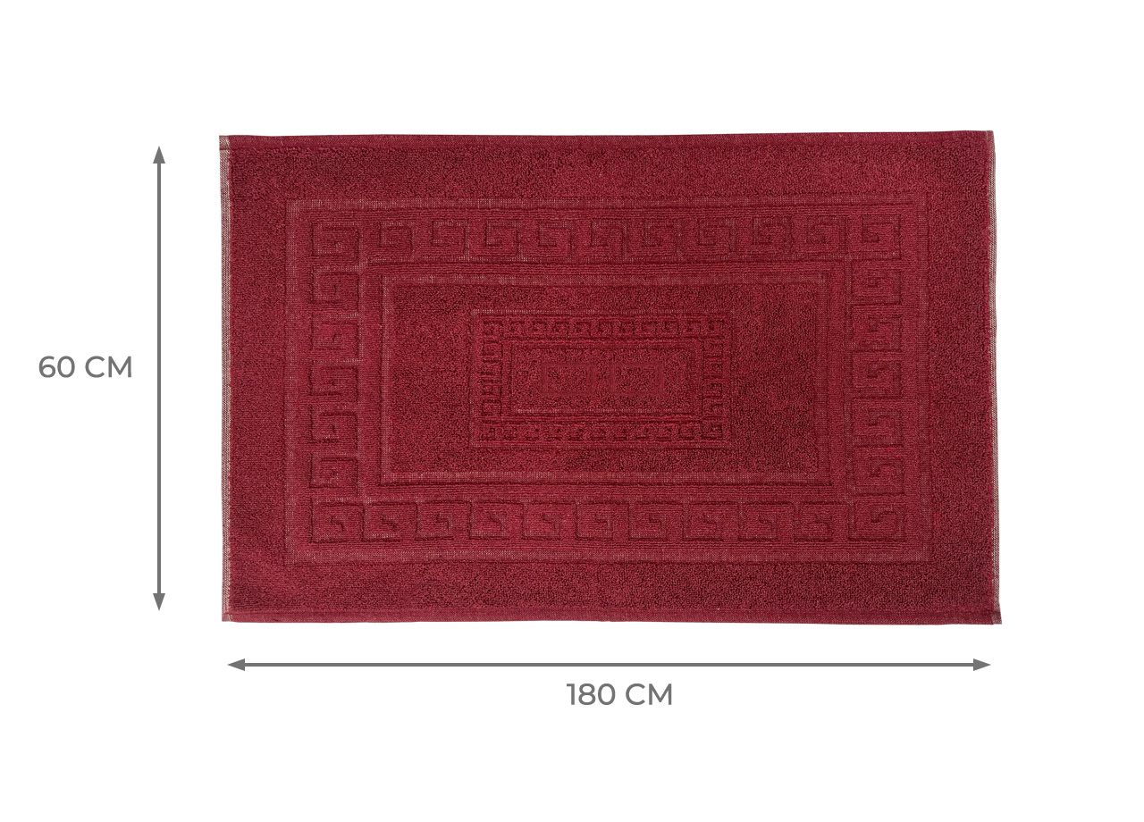 Tappeto Bagno Doccia Spugna Tinta Unita Torino Tappetino Super Assorbente In Cotone Pelo Corto Con Greca 7220 TAP TORINOO BORDEAUX MISURE60X180