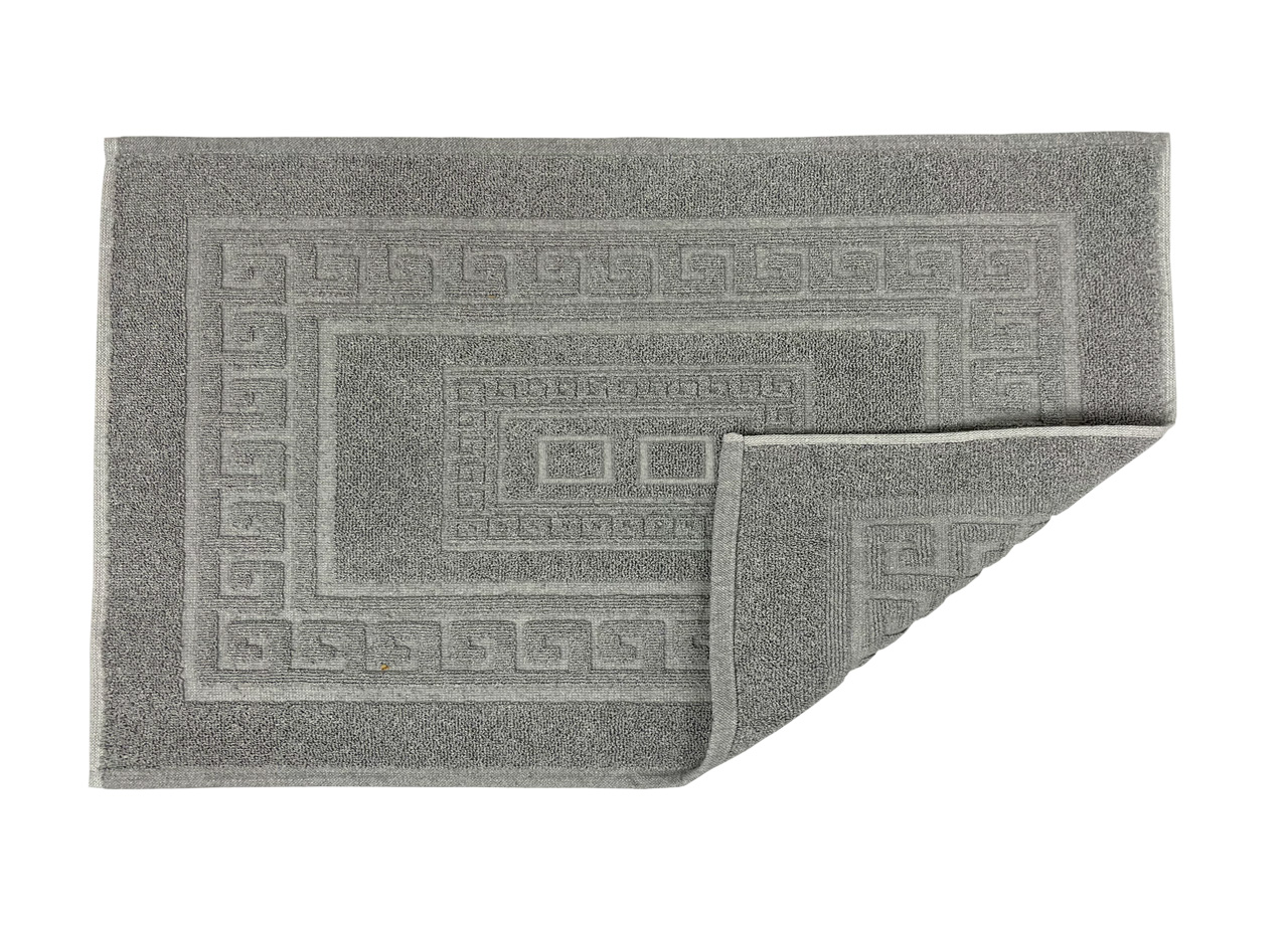 Tappeto Bagno Doccia Spugna Tinta Unita Torino Tappetino Super Assorbente In Cotone Pelo Corto Con Greca 7223 TAP TORINOO GRIGIO DETT