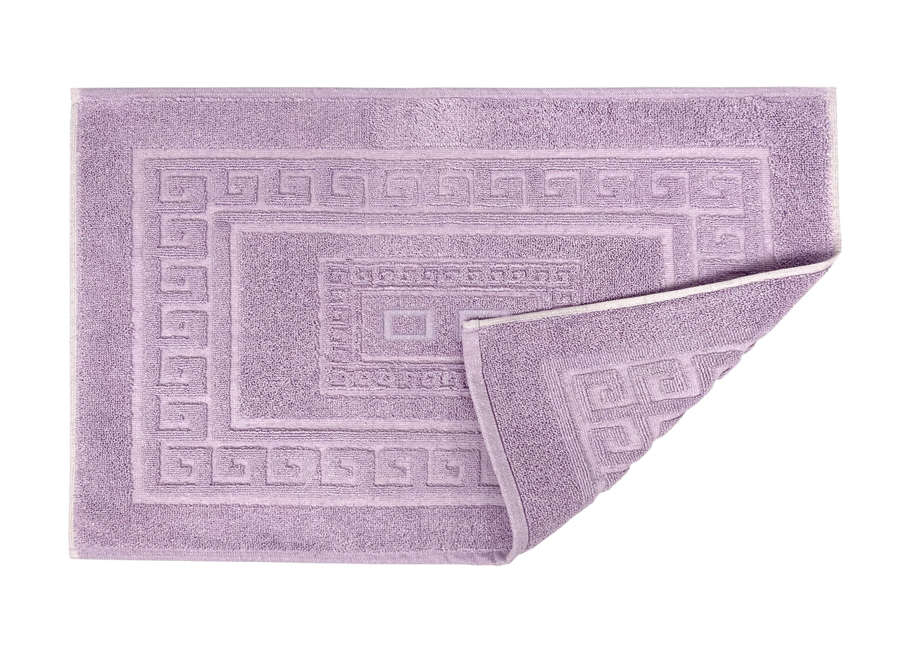 Tappeto Bagno Doccia Spugna Tinta Unita Torino Tappetino Super Assorbente In Cotone Pelo Corto Con Greca 7233 TAP TORINOO LILLA DETT