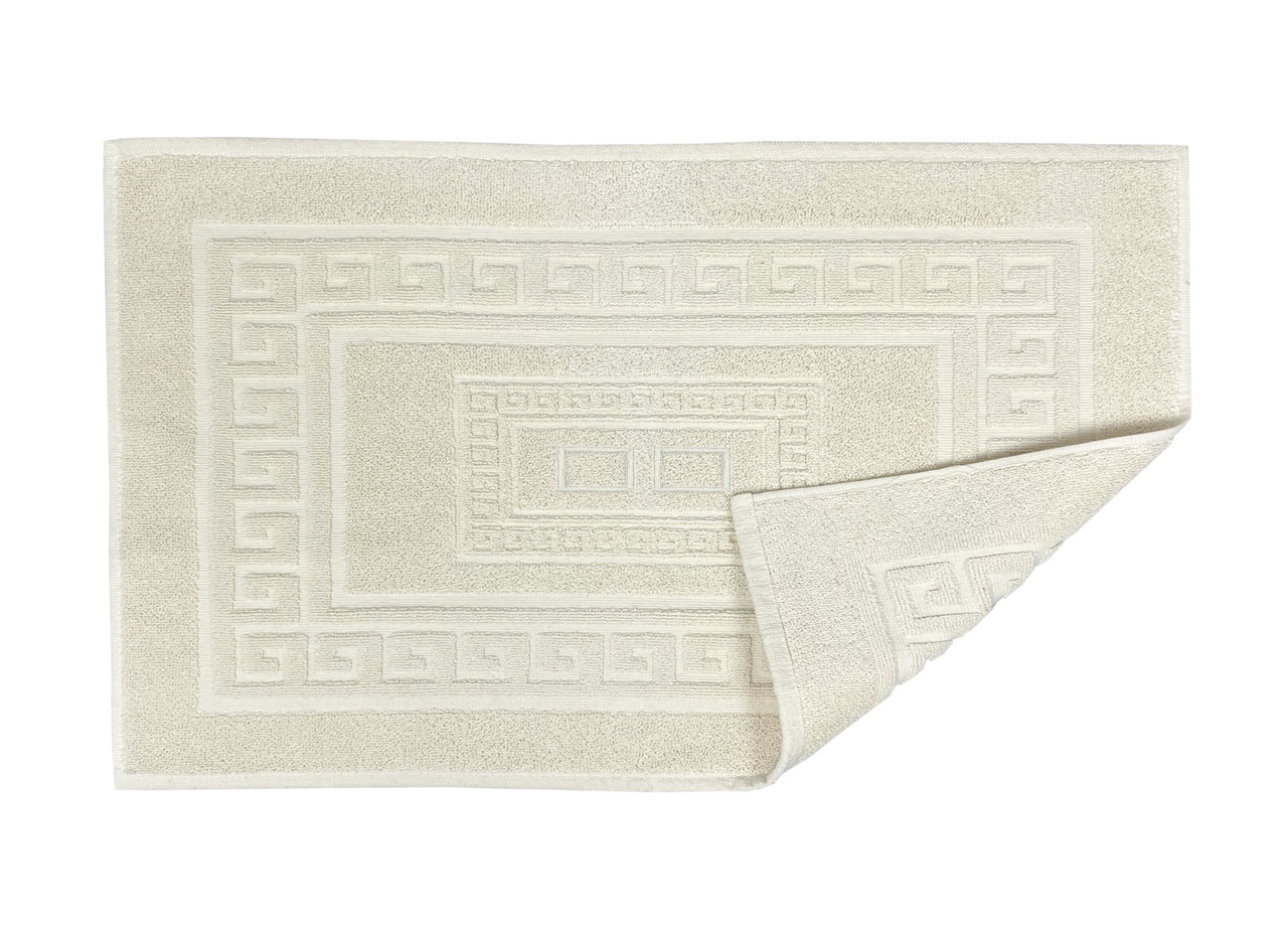 Tappeto Bagno Doccia Spugna Tinta Unita Torino Tappetino Super Assorbente In Cotone Pelo Corto Con Greca 7243 TAP TORINOO PANNA DETT