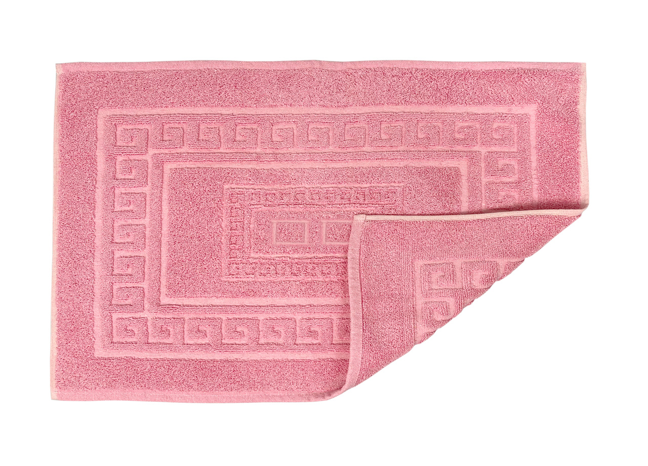 Tappeto Bagno Doccia Spugna Tinta Unita Torino Tappetino Super Assorbente In Cotone Pelo Corto Con Greca 7253 TAP TORINOO ROSA DETT