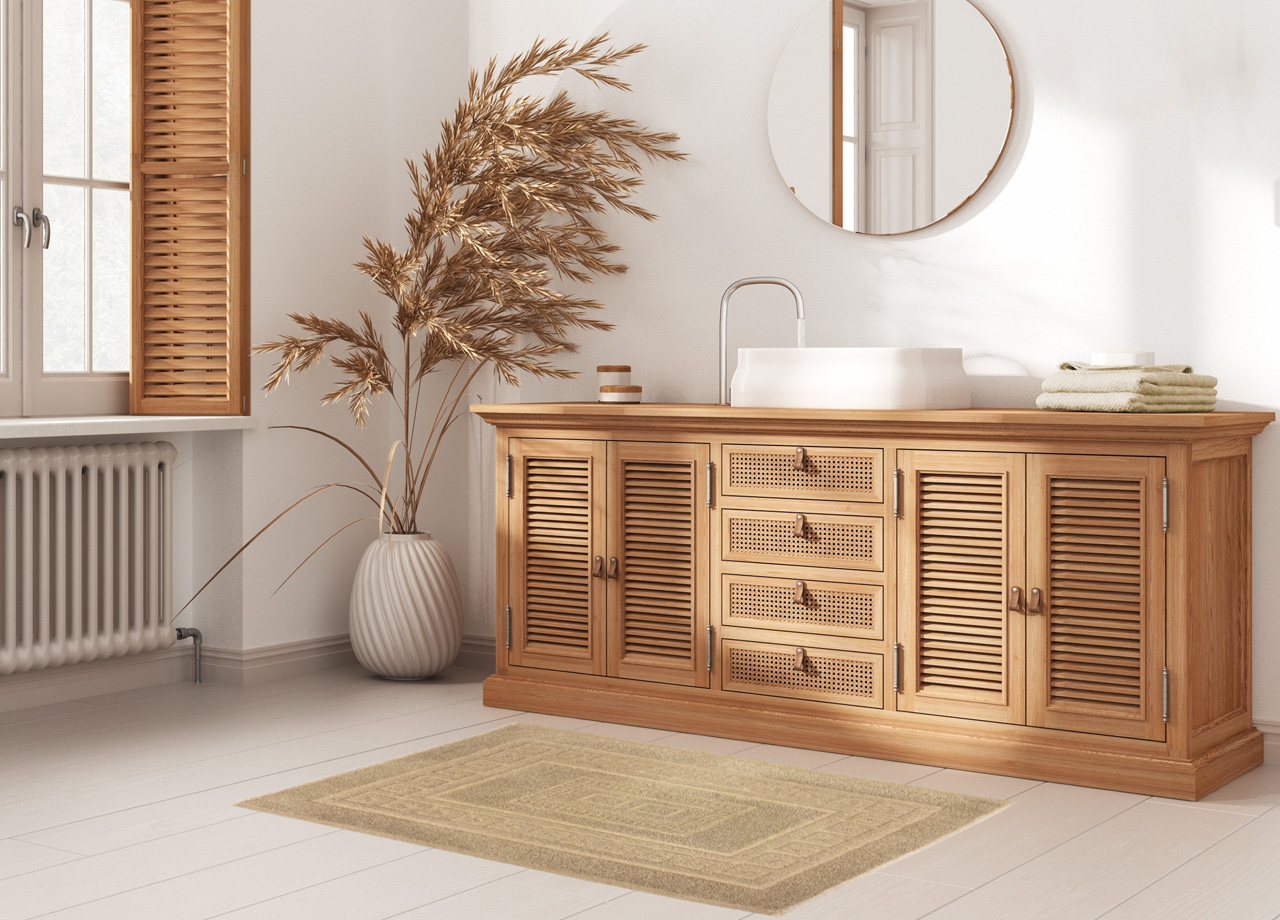 Tappeto Bagno Doccia Spugna Tinta Unita Torino Tappetino Super Assorbente In Cotone Pelo Corto Con Greca 7187 TAP TORINOO TORTORA AMBIENT