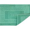 Tappeto Bagno Doccia Spugna Tinta Unita Torino Tappetino Super Assorbente In Cotone Pelo Corto Con Greca 7384 TAP TORINOO VERDE DETT
