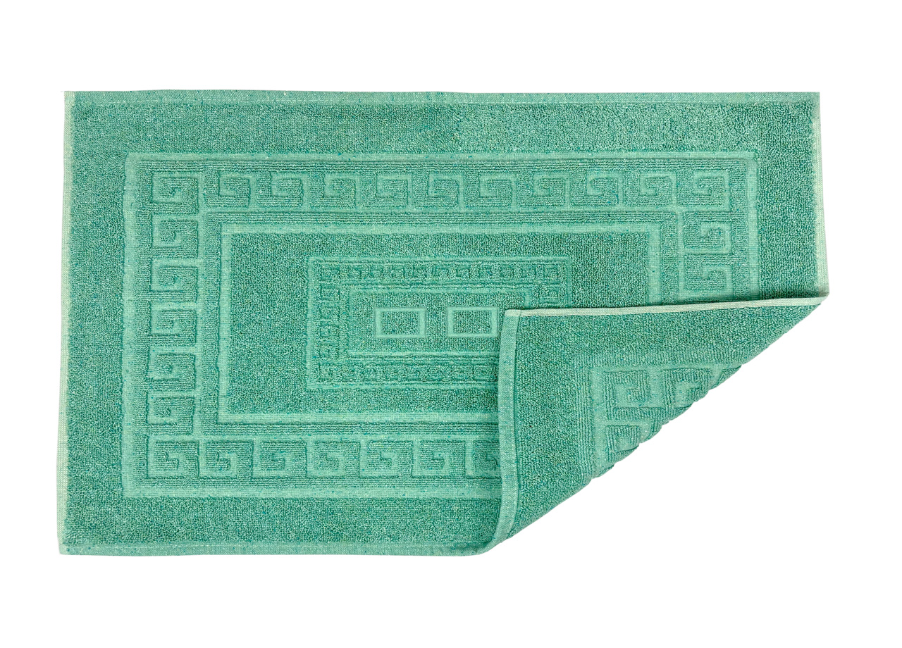 Tappeto Bagno Doccia Spugna Tinta Unita Torino Tappetino Super Assorbente In Cotone Pelo Corto Con Greca 7272 TAP TORINOO VERDE DETT