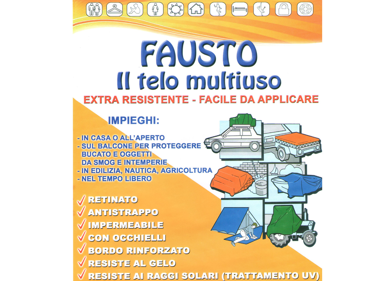 Telo Multiuso Resistente Antipioggia Antivento Antistrappo Impermeabile Fausto 14 TELO FAUSTO