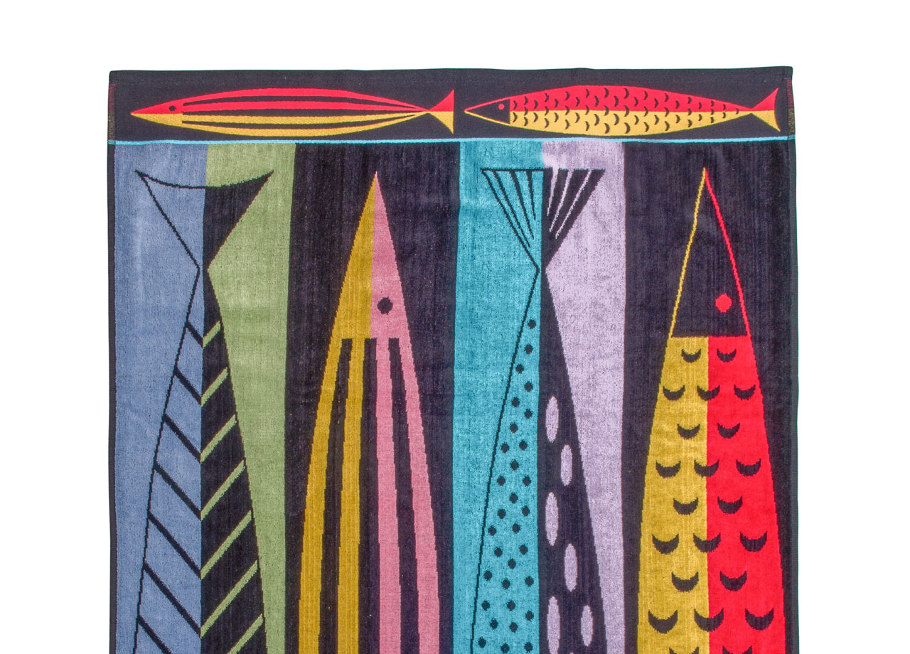 Telo Mare Jacquard Spugna Asciugamano Spiaggia Disegno Picasso Fish 3 TELO MARE PICASSO FISH1 DETT3