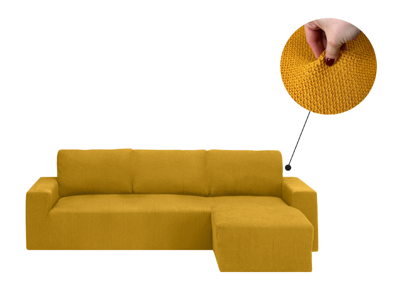 Copridivano Con Penisola Chaise Longue Tinta Unita Oro Mod Capri 42 ZOOM PENISOLA CAPRI GIALLO