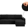 Copridivano Con Penisola Chaise Longue Tinta Unita Nero Mod Capri 52 ZOOM PENISOLA CAPRI NERO