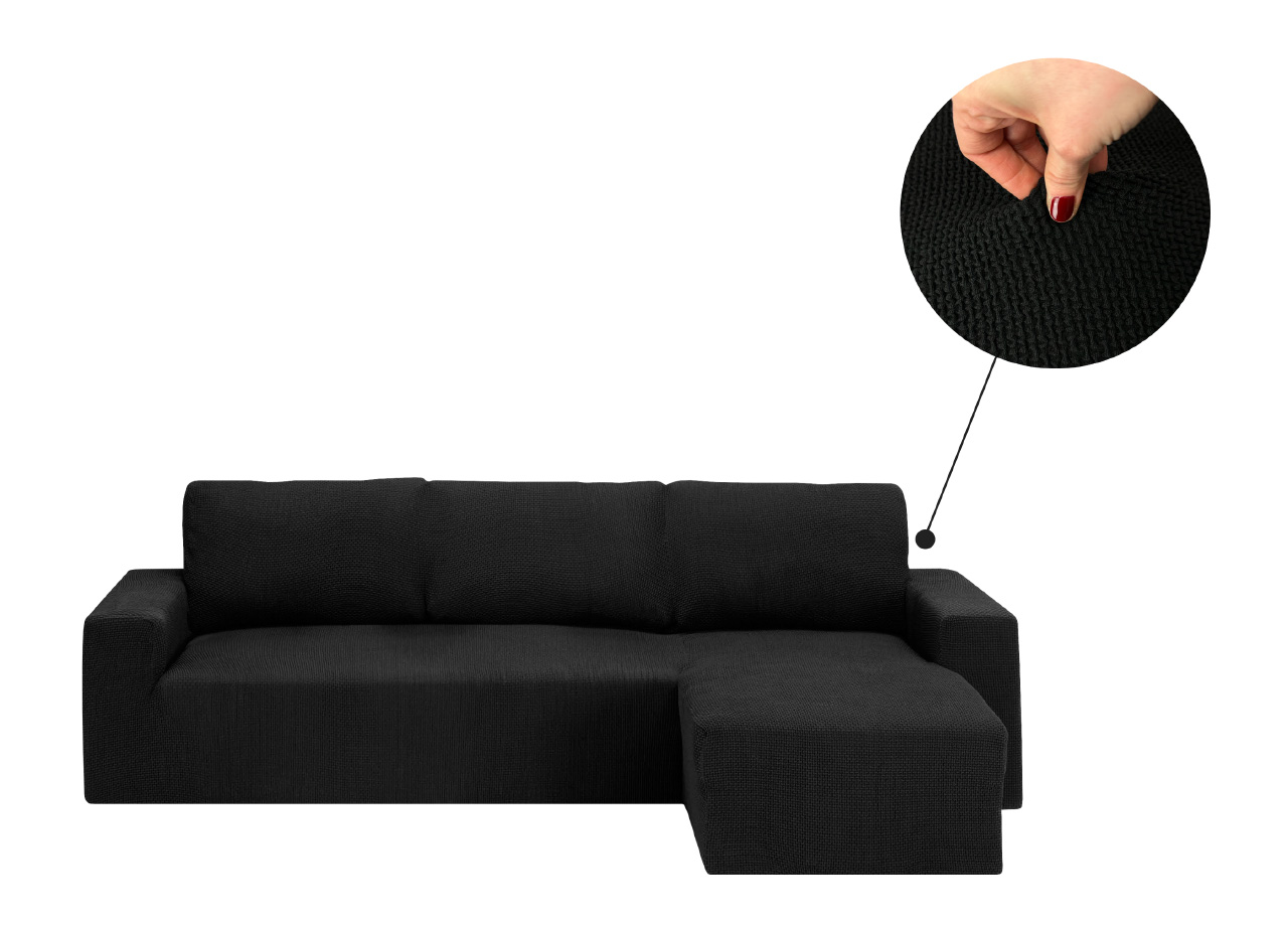 Copridivano Con Penisola Chaise Longue Tinta Unita Nero Mod Capri 42 ZOOM PENISOLA CAPRI NERO