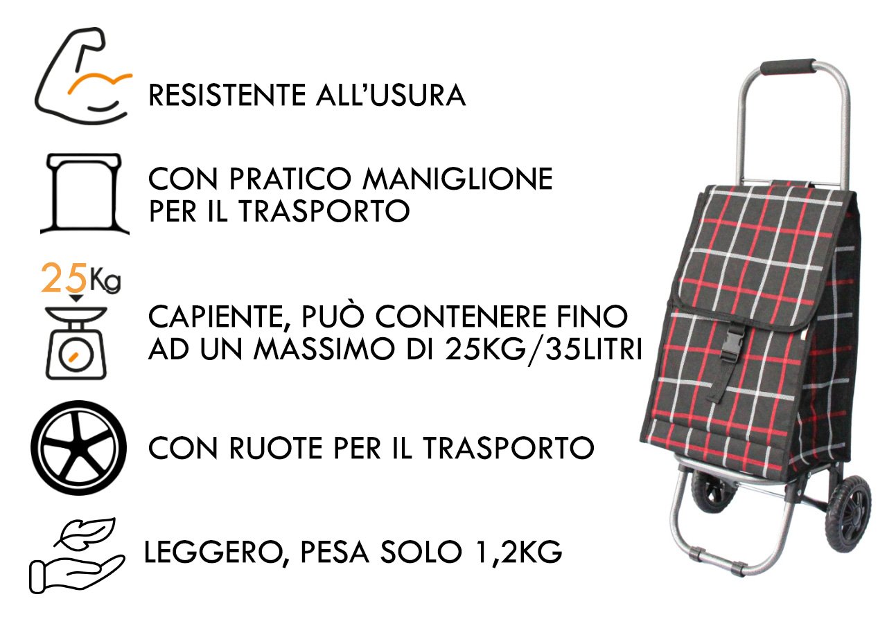 Carrello Spesa Con Ruote Trolley Portaspesa Con Manico Amilcare 21 Carrello Spesa Con Ruote Trolley Portaspesa Con Manico Amilcare - immagine 462