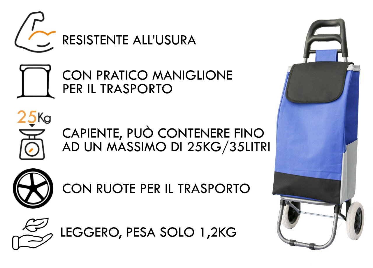 Carrello Spesa Con Ruote Trolley Portaspesa Con Manico Corrado 32 Carrello Spesa Con Ruote Trolley Portaspesa Con Manico Corrado - immagine 465