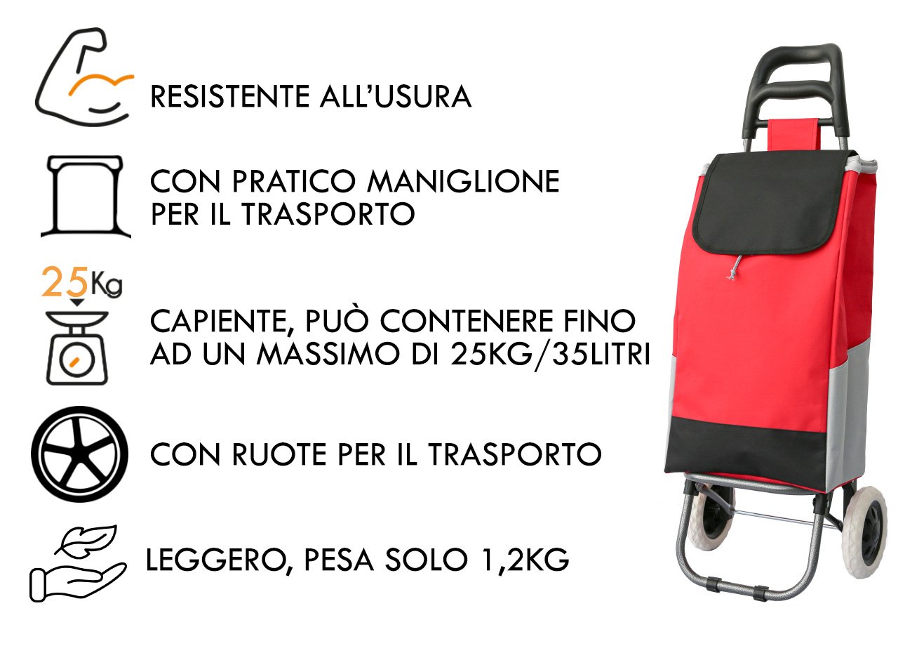 Carrello Spesa Con Ruote Trolley Portaspesa Con Manico Corrado 35 Carrello Spesa Con Ruote Trolley Portaspesa Con Manico Corrado - immagine 468