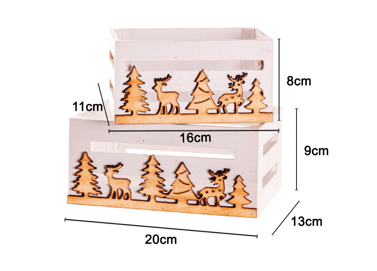 Set 2 Cassette Natale Legno Scatola Confezione Pacco Natalizio Vanninge - immagine 322