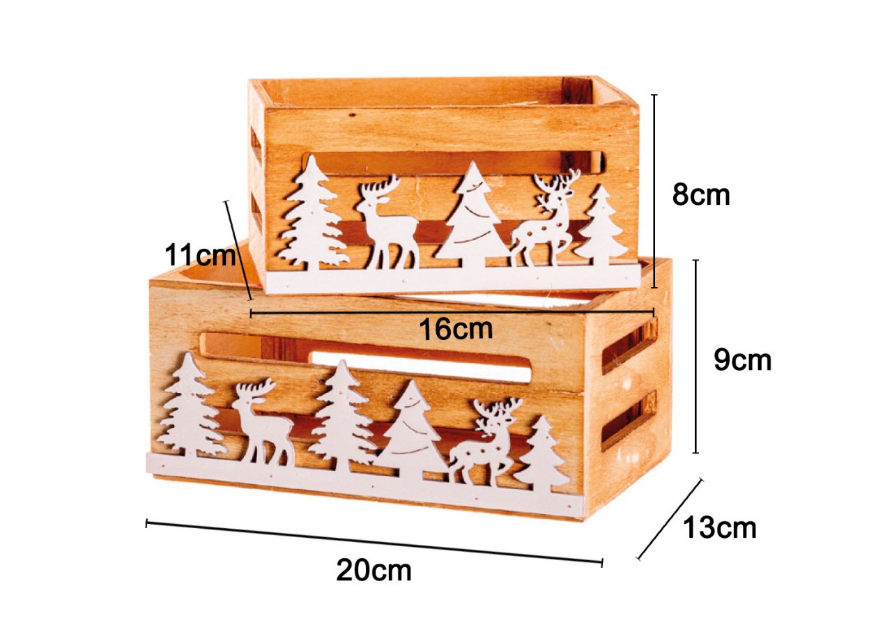 Set 2 Cassette Natale Legno Scatola Confezione Pacco Natalizio Vanninge - immagine 325