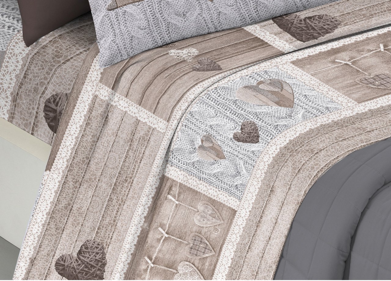 Completo Lenzuola Linea Pensieri Delicati 100% Cotone Disegno Shabby Love - immagine 581