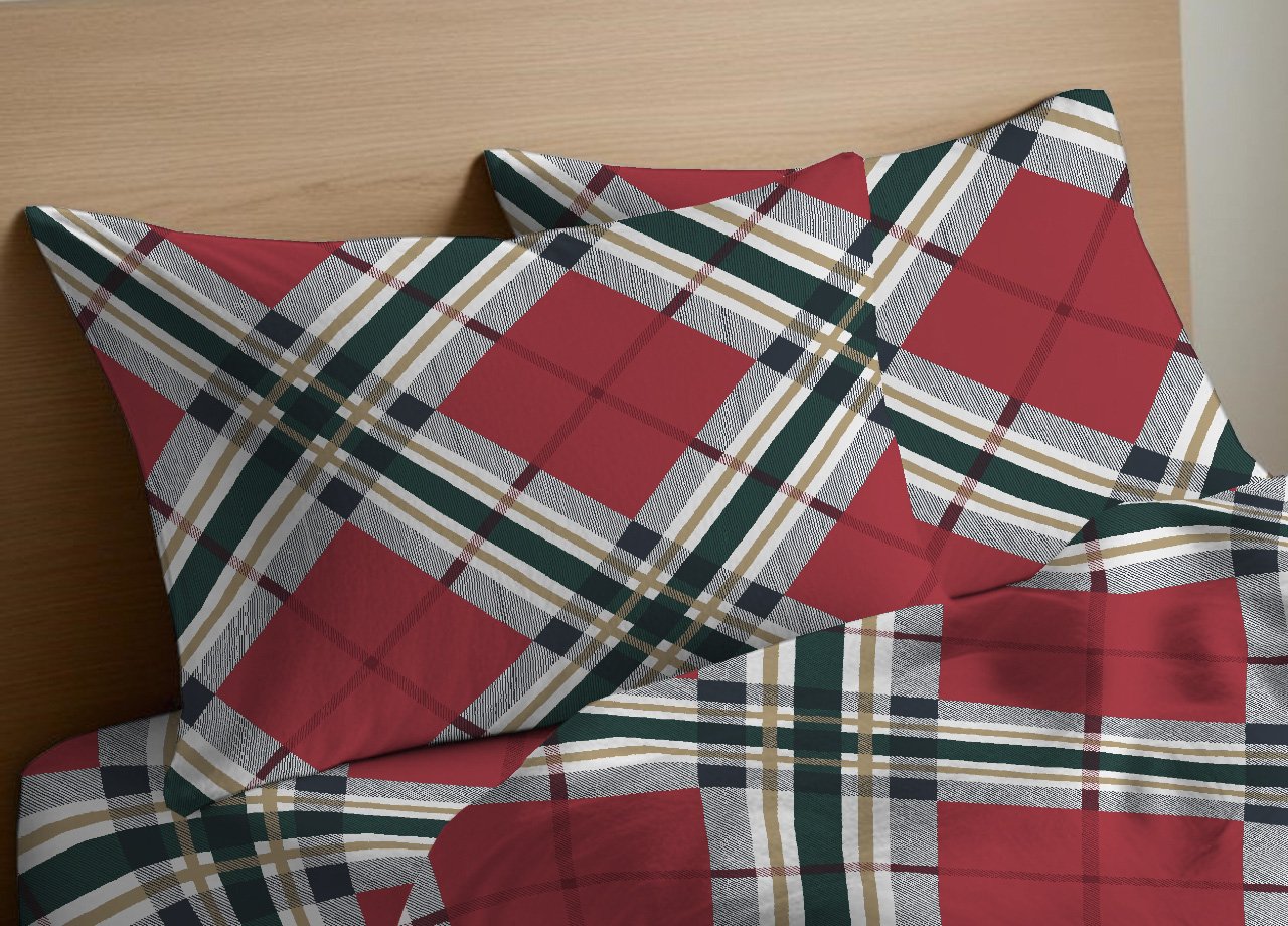 Completo Lenzuola In Morbida Flanella 100% Cotone Disegno Tartan 65 Completo Lenzuola In Morbida Flanella 100% Cotone Disegno Tartan - immagine 89