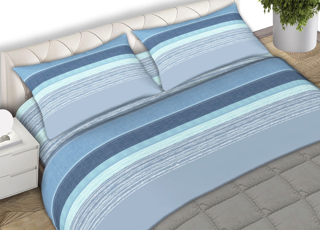Completo Lenzuola 100% Cotone Made Italy Fantasia Rigata Banded C.N 40 Completo Lenzuola 100% Cotone Made Italy Fantasia Rigata Banded C.N - immagine 459