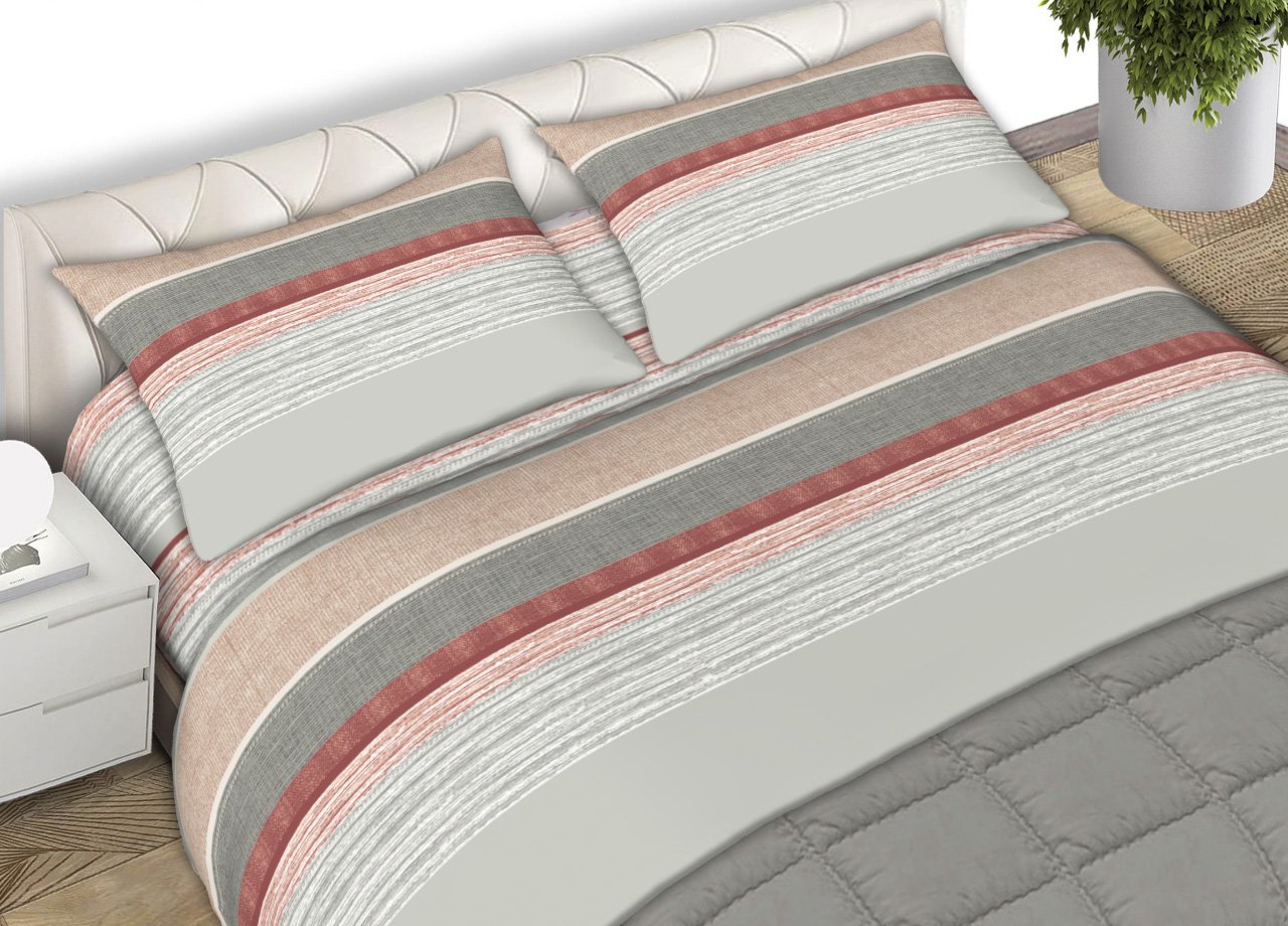 Completo Lenzuola 100% Cotone Made Italy Fantasia Rigata Banded C.N 43 Completo Lenzuola 100% Cotone Made Italy Fantasia Rigata Banded C.N - immagine 462