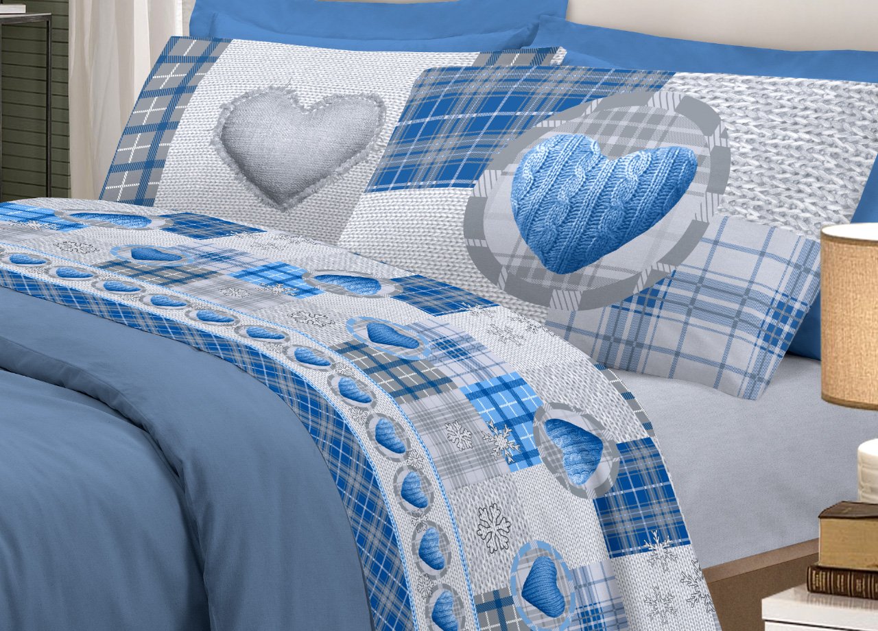 Completo Lenzuola Linea Pensieri Delicati In 100% Cotone Disegno Love Mountain - immagine 227