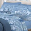 Completo Lenzuola Linea Pensieri Delicati In Cotone D. New York Blu - Thumbnail Image 1