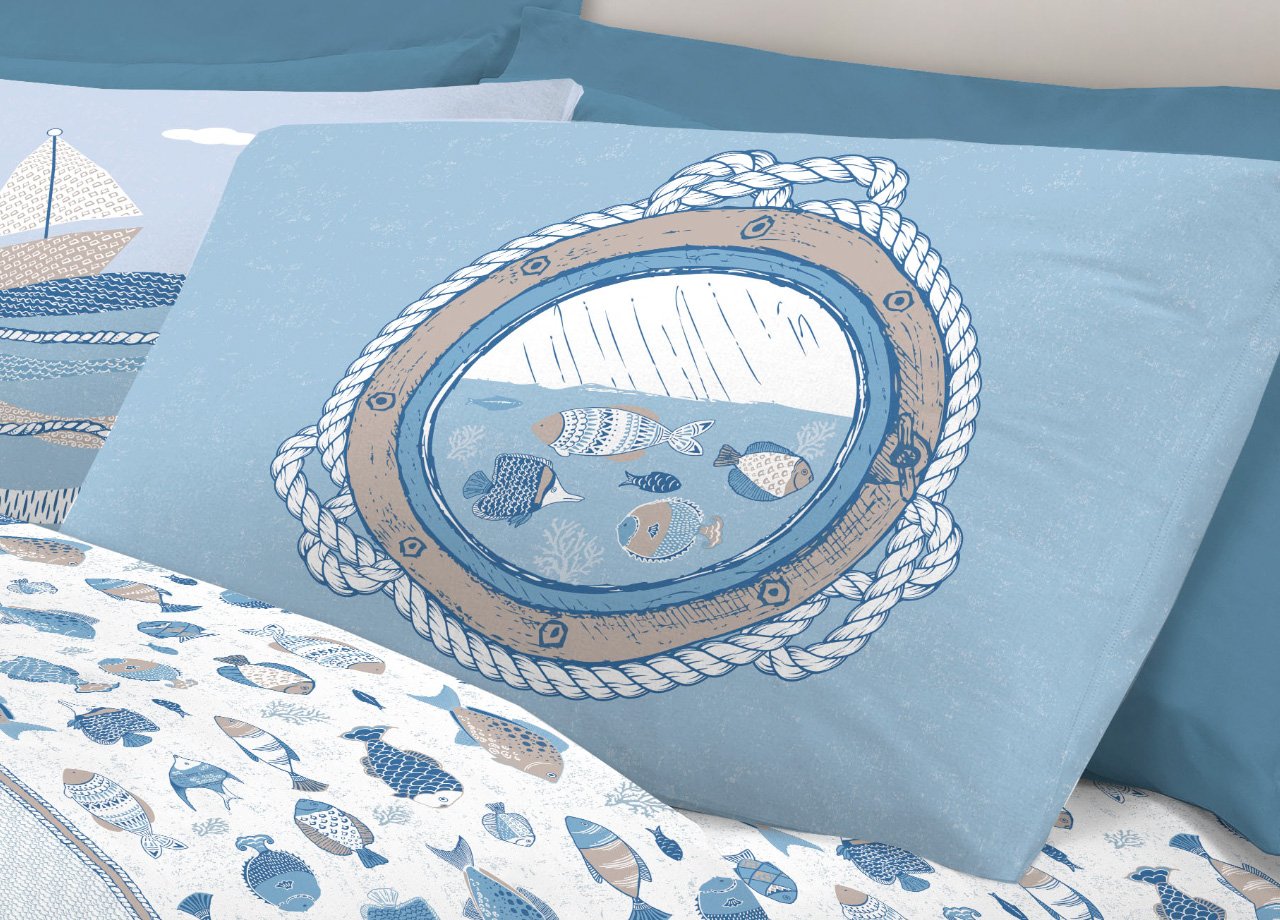 Completo Lenzuola Letto Pensieri Delicati 100% Cotone Disegno Oceano 137 Completo Lenzuola Letto Pensieri Delicati 100% Cotone Disegno Oceano - immagine 590