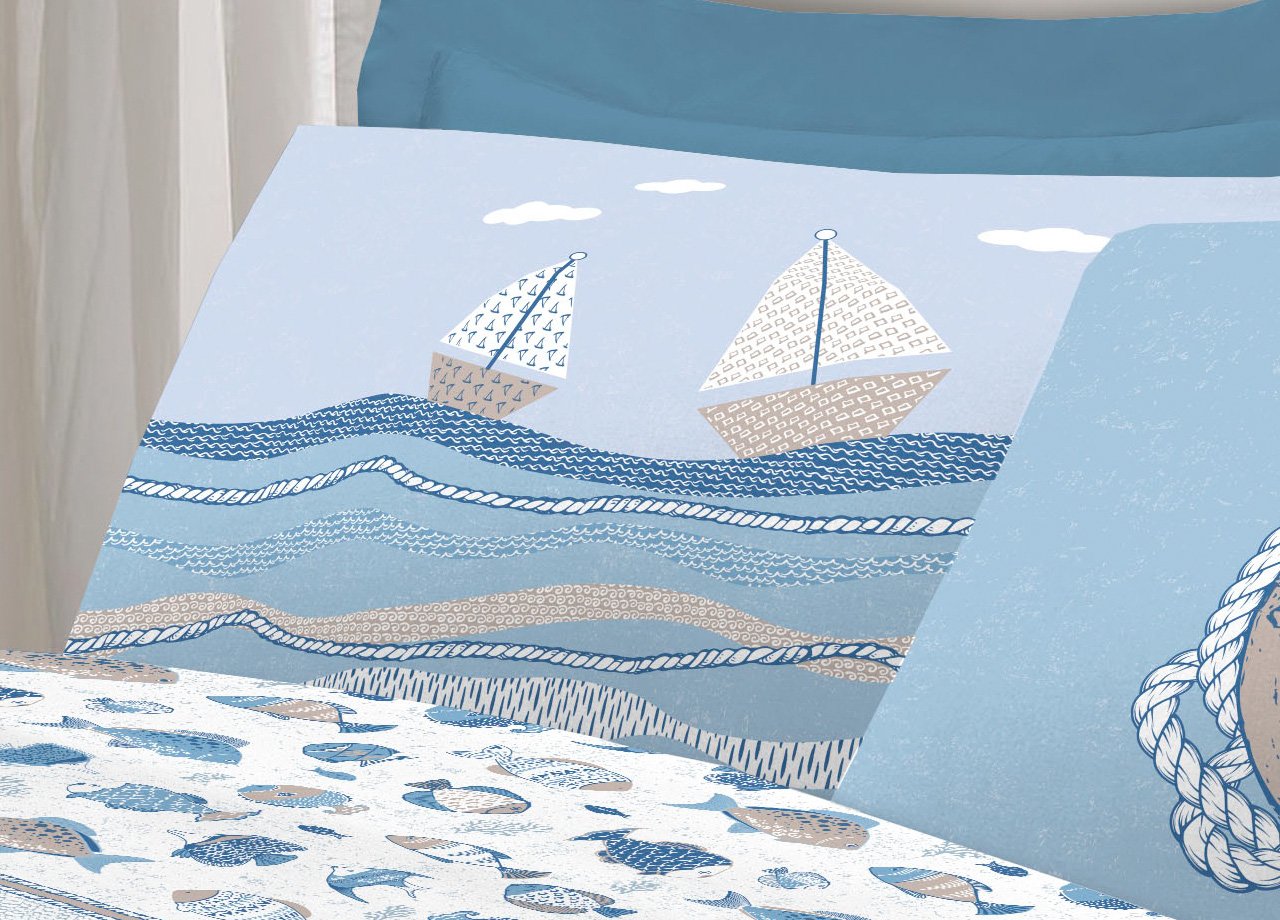 Completo Lenzuola Letto Pensieri Delicati 100% Cotone Disegno Oceano 138 Completo Lenzuola Letto Pensieri Delicati 100% Cotone Disegno Oceano - immagine 591