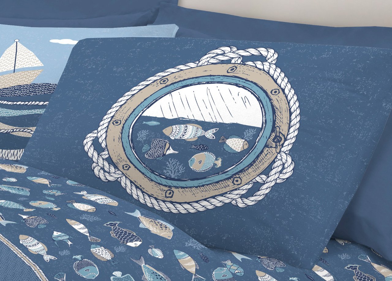 Completo Lenzuola Letto Pensieri Delicati 100% Cotone Disegno Oceano 141 Completo Lenzuola Letto Pensieri Delicati 100% Cotone Disegno Oceano - immagine 594