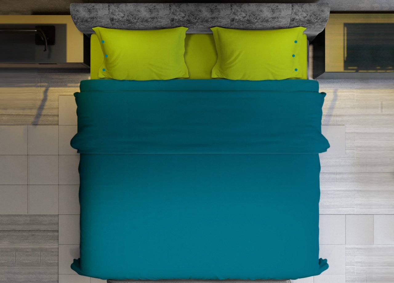 Completo Lenzuola Bicolor Estate Inverno In 100% Cotone Tinta Unita Amici - immagine 16