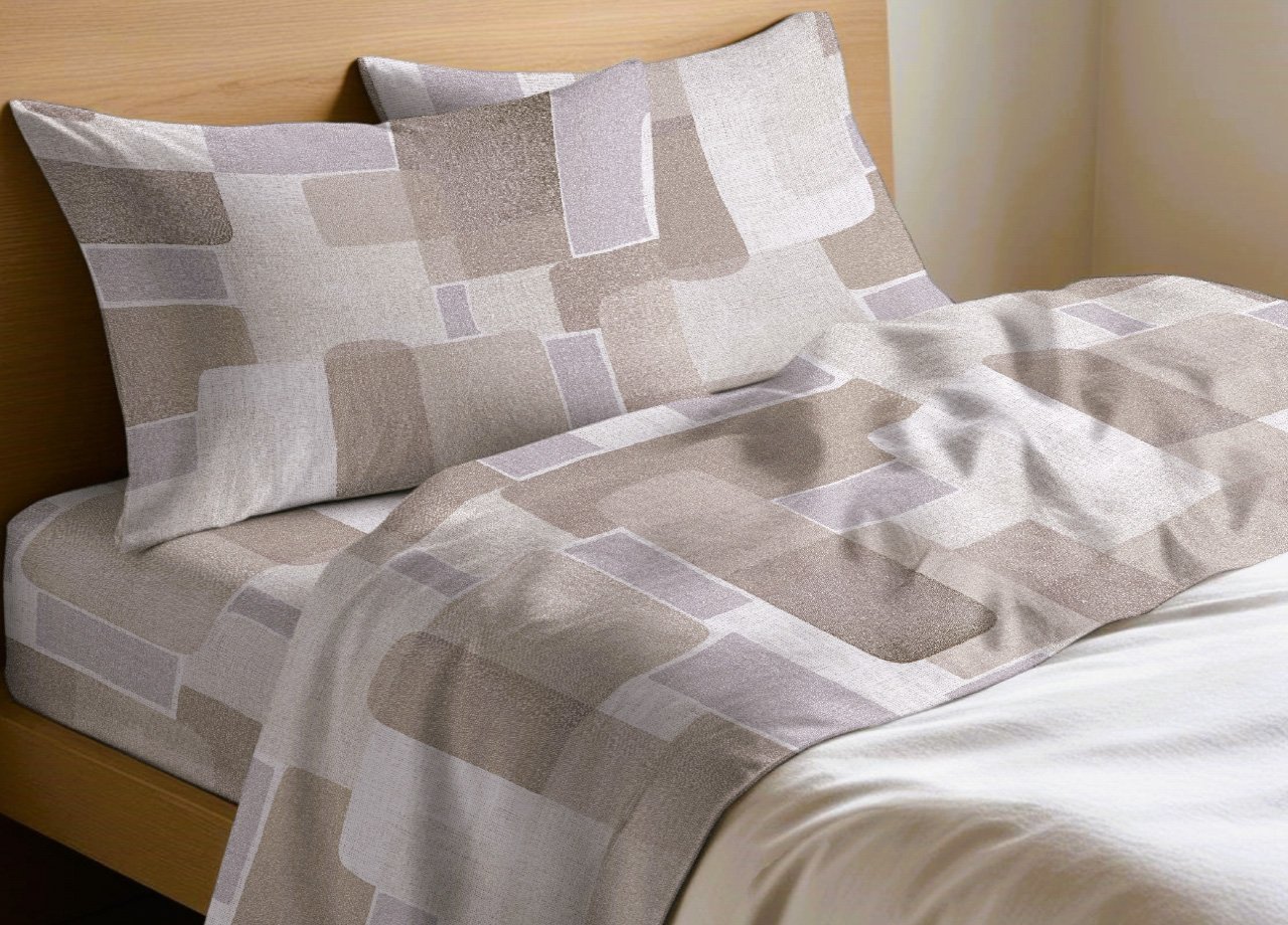 Completo Lenzuola Letto In 100% Cotone Made Italy Disegno Brick 525 Completo Lenzuola Letto In 100% Cotone Made Italy Disegno Brick - immagine 15