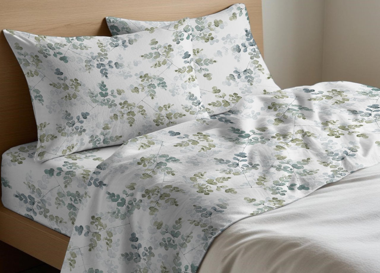 Completo Lenzuola Letto In 100% Cotone Made Italy Disegno Petalo - immagine 12