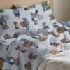 Completo Lenzuola Letto In 100% Cotone Made Italy Disegno Teddy - Thumbnail Image 1